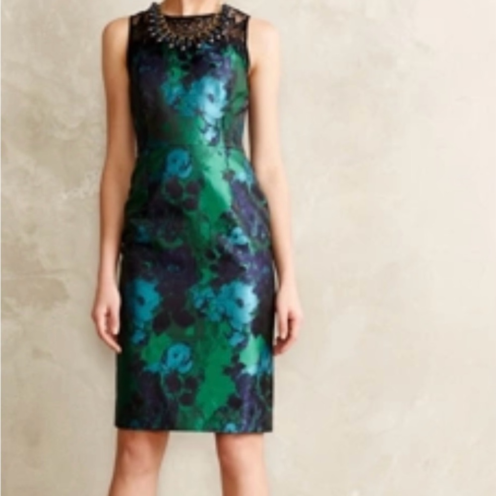 Leifsdottir Green and Blue Floral Midi Dress